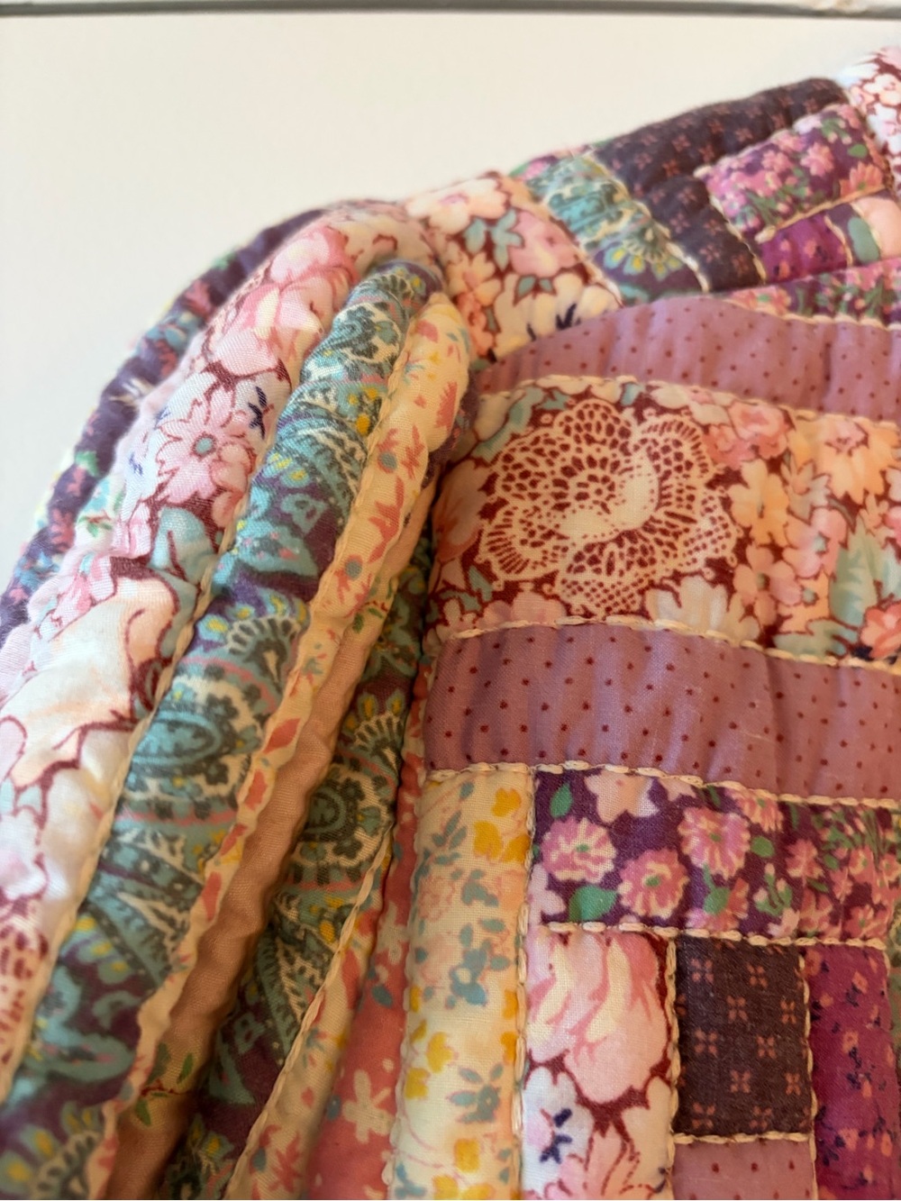 Sea Quilted Patchwork Bomber Jacket in Lavender, Cream & Yellow - Picture 4 of 6